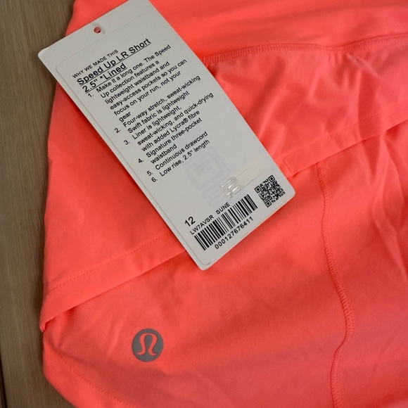 Lululemon Speed Up LR Shorts Sunset Size 12 NWT - Picture 5 of 8